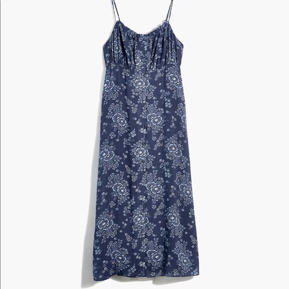 Madewell Blue Floral Midi Dress - Picture 1 of 5